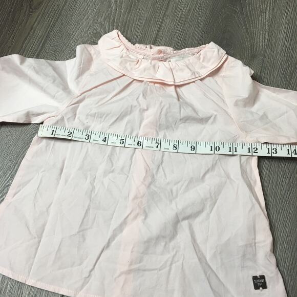 Carrement Beau Girls Long Sleeve Back Buttons Blouse Top Pastel Pink Cotton 4A - Picture 5 of 10